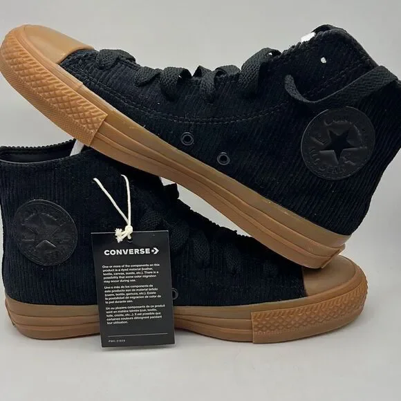Converse Chuck Taylor All Star Pro Black Corduroy Gum High Top Women 7.5 NWT - Picture 1 of 8
